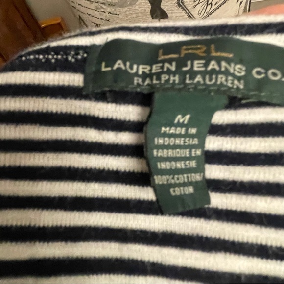 Ralph Lauren Striped Long Sleeve Top in Navy and White - Picture 4 of 6